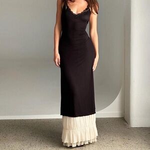 Black and Cream Maxi Dress